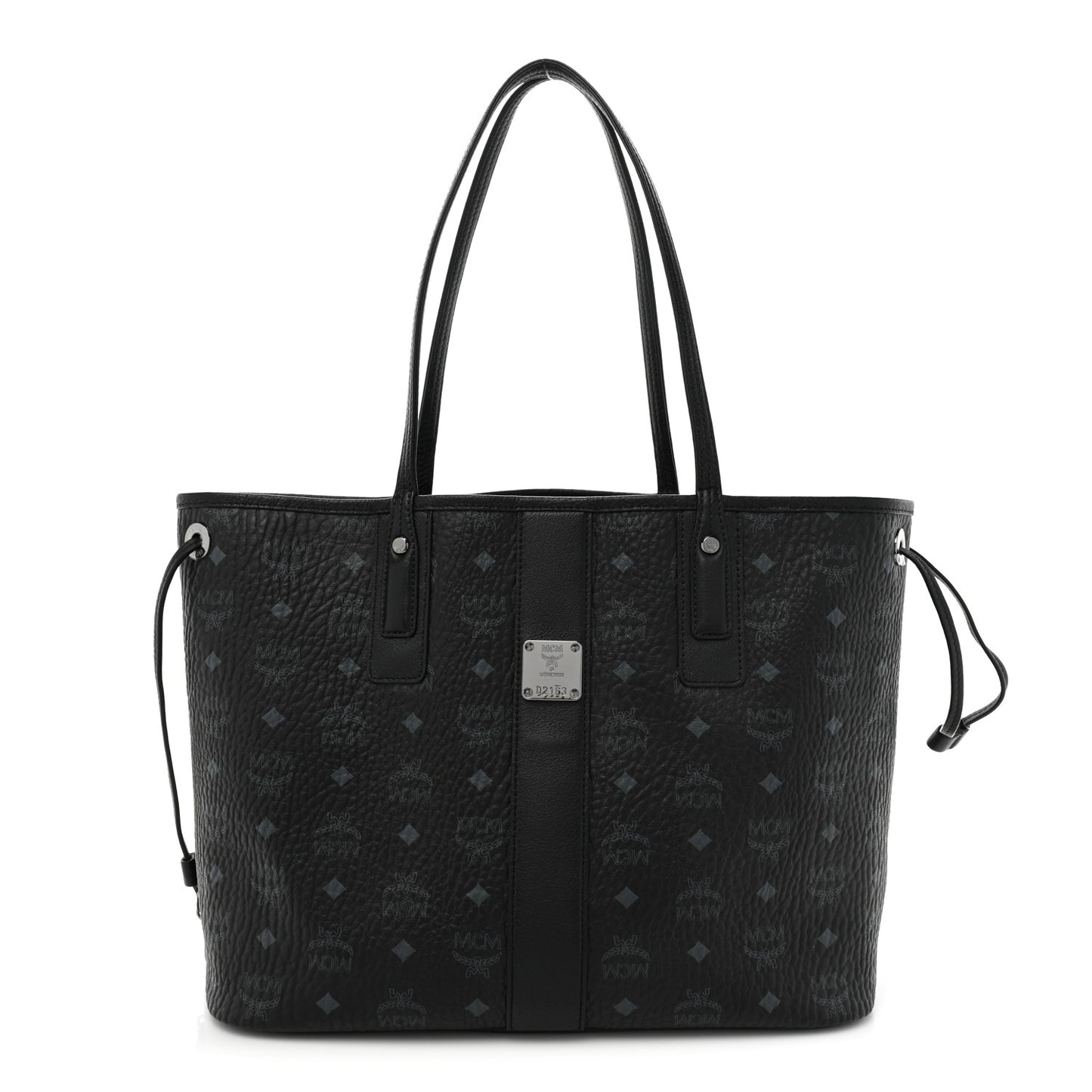 Grained Calfskin Visetos Medium Liz Reversible Shopper Tote Black