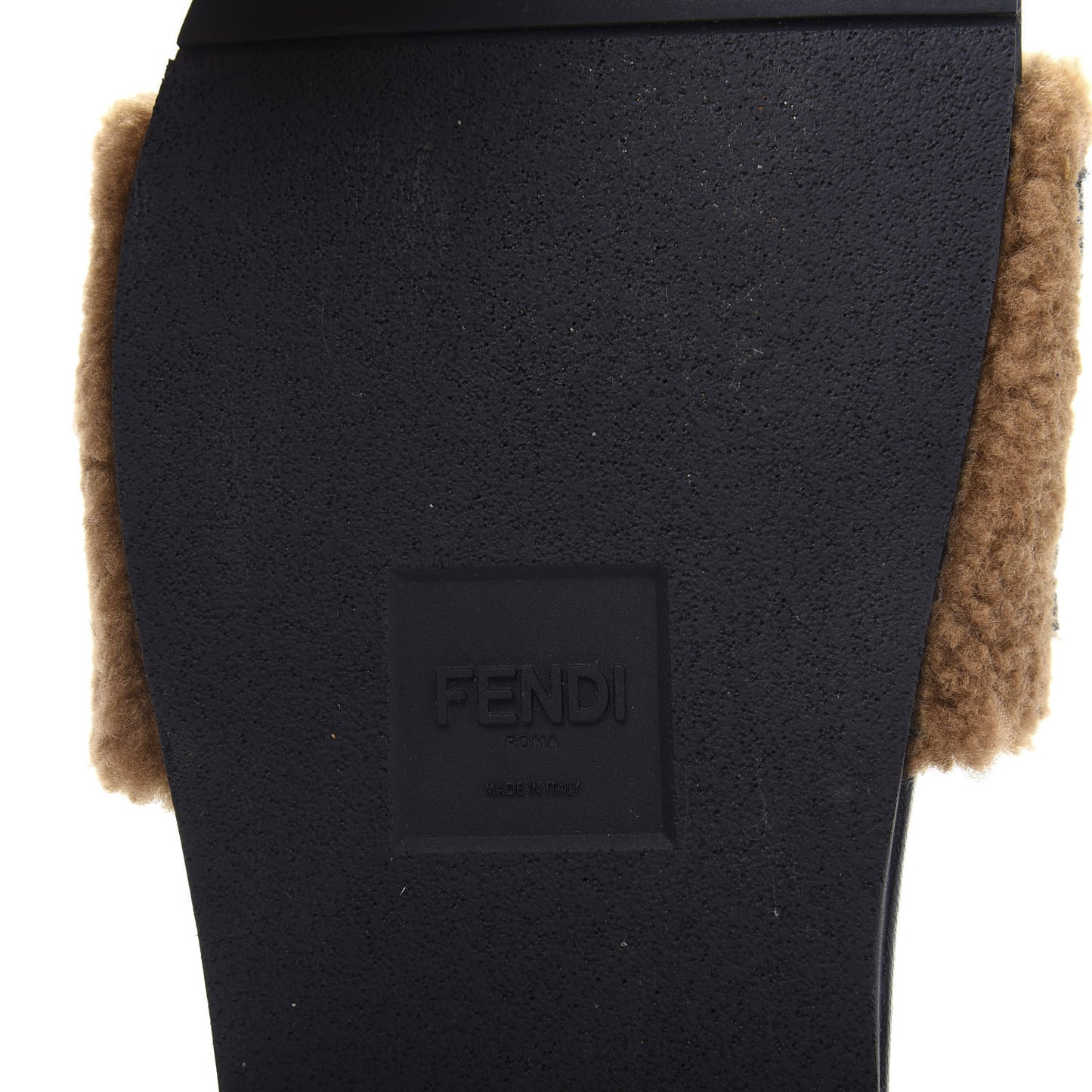 Shearling Logo Slide Sandals 10 Brown