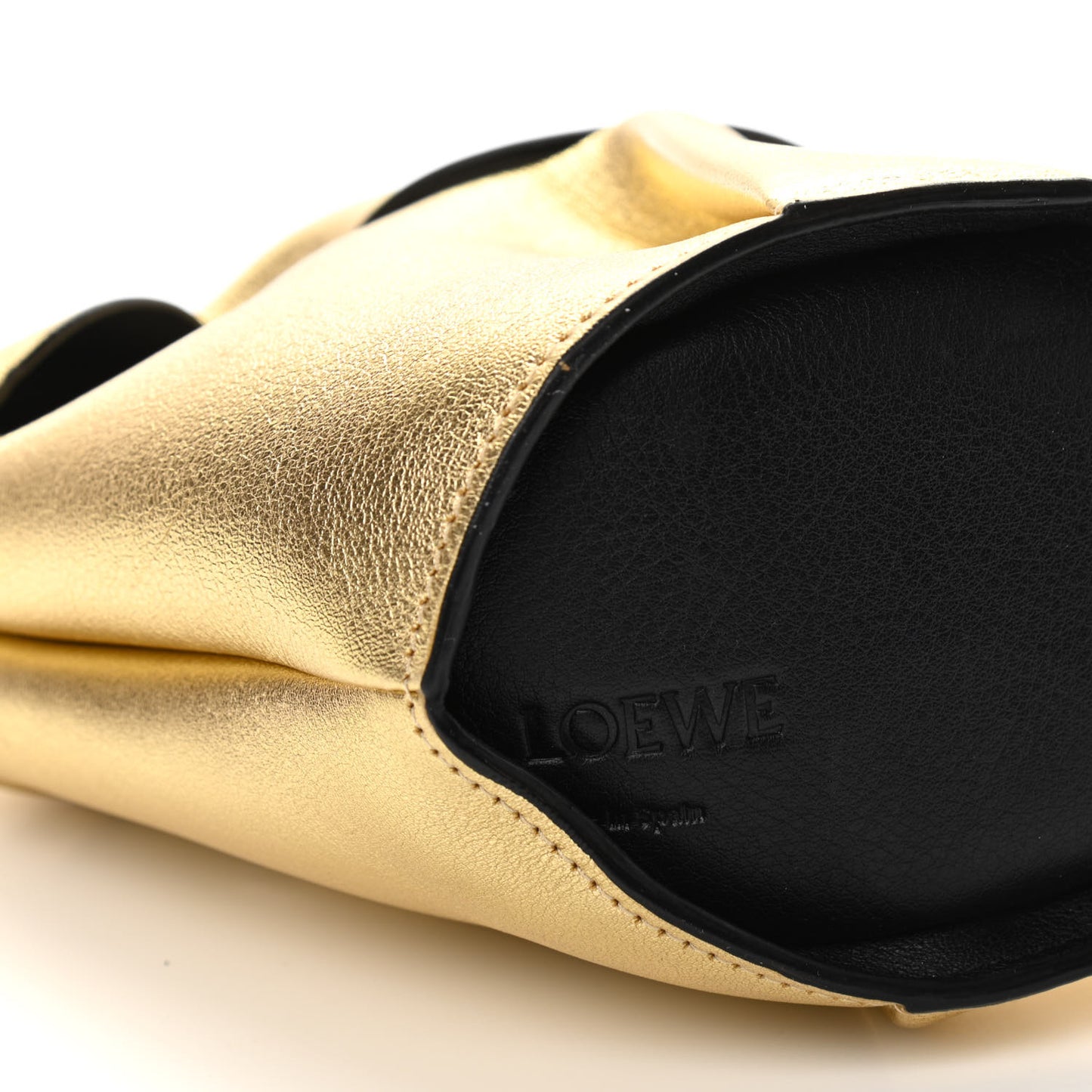 Metallic Calfskin Bunny Shoulder Bag Gold