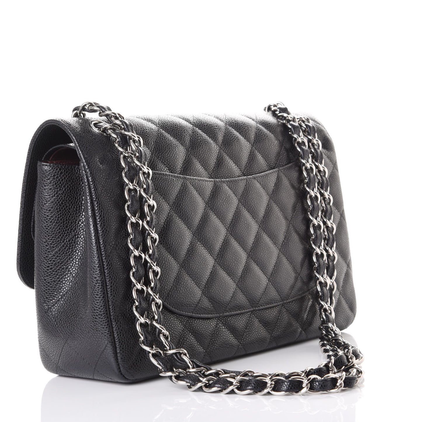 Caviar Quilted Jumbo Double Flap Black