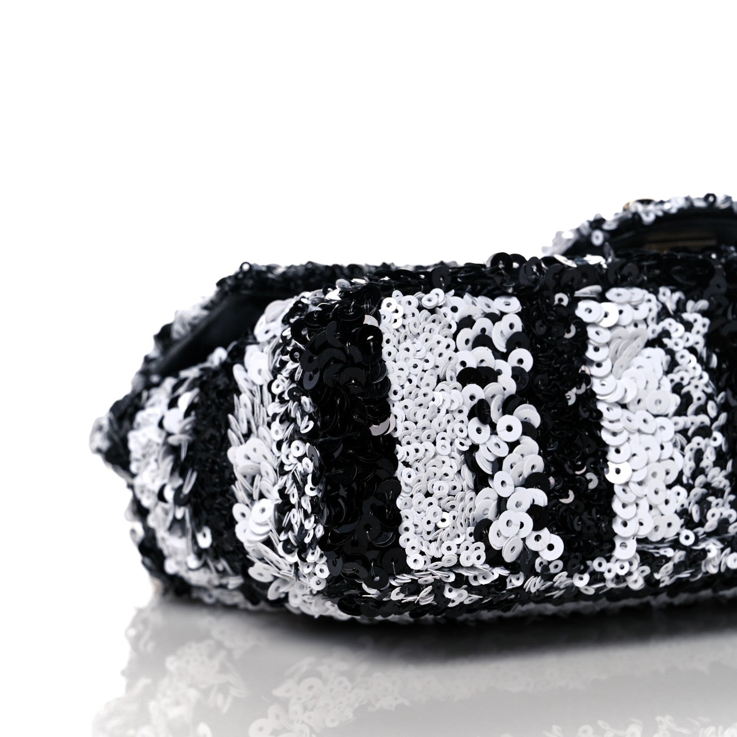 Chanel Sequin Classic Small Flap Black White 4 of 8