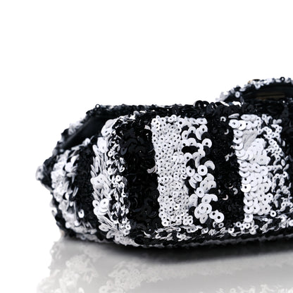 Chanel Sequin Classic Small Flap Black White 4 of 8