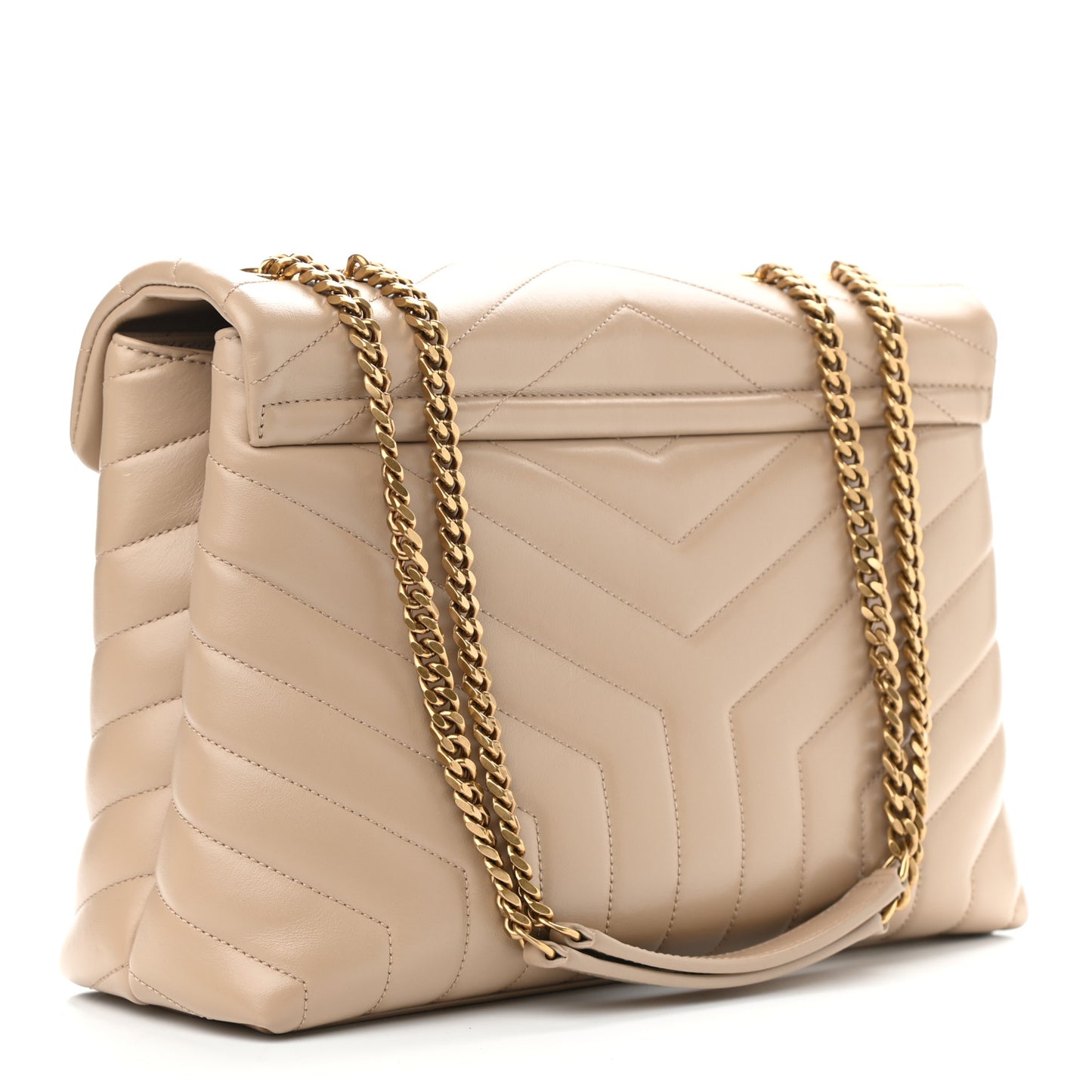 Calfskin Y Quilted Monogram Medium Loulou Chain Satchel Dark Latte
