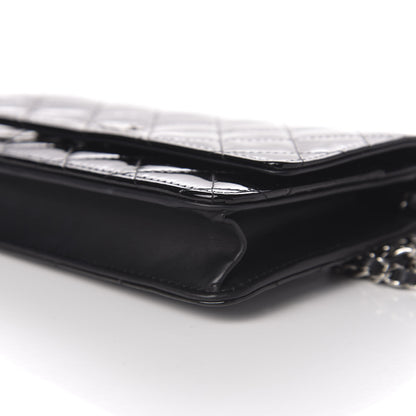 Chanel Patent Quilted Wallet On Chain WOC Black 10 of 11
