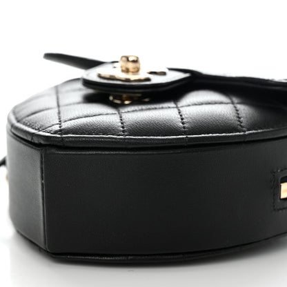Chanel Lambskin Quilted CC In Love Heart Clutch With Chain Black 10 of 11