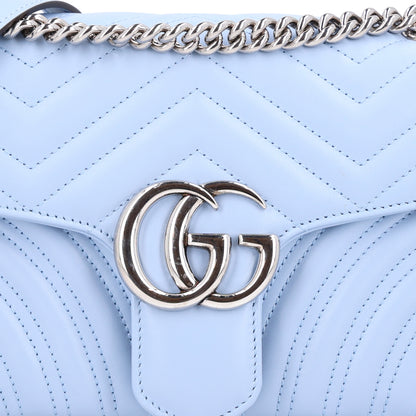 Gucci Calfskin Matelasse Small GG Marmont Shoulder Bag Porcelain Light Blue 8 of 10