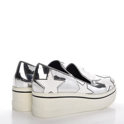 Stella McCartney Metallic Patent Alter Nappa Binx Star Slip On Platform Sneaker 38 Silver 4 of 11