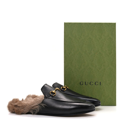 Gucci Calfskin Fur Womens Princetown Slippers 40 Black 10 of 10