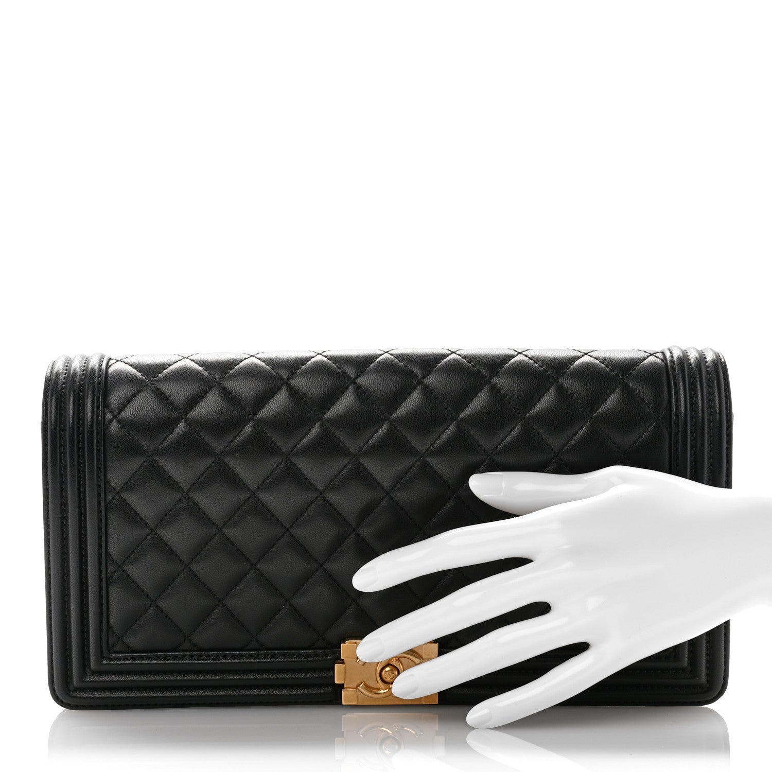 Chanel Lambskin Quilted Boy Flap Clutch Black 2 of 7