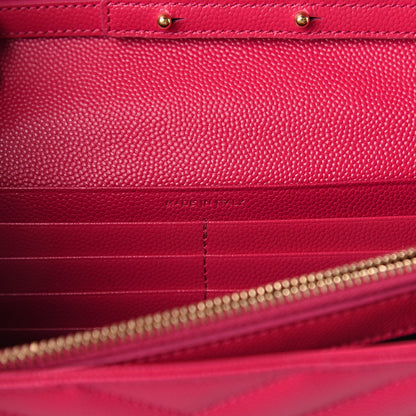 Saint Laurent Grain De Poudre Matelasse Chevron Monogram Chain Wallet Fresh Fuchsia 5 of 9