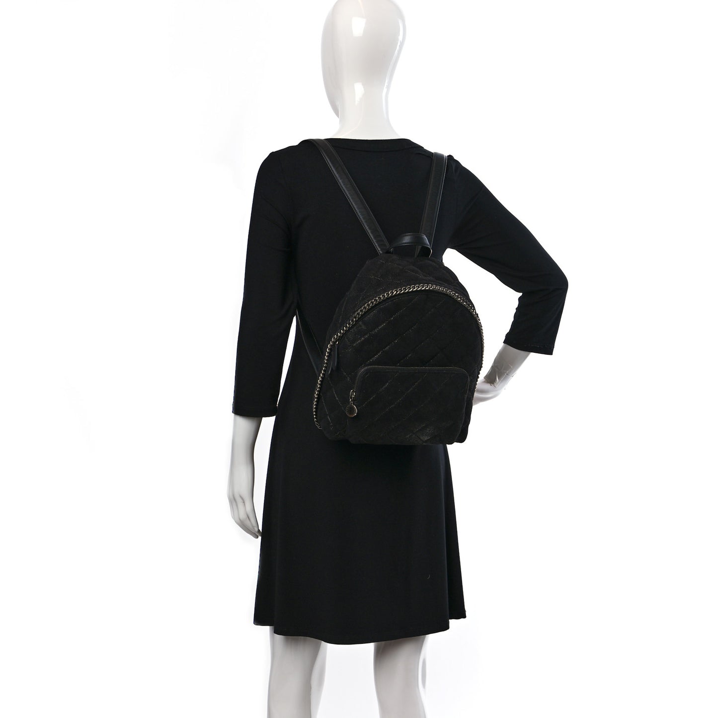 Shaggy Deer Quilted Small Falabella Backpack Black