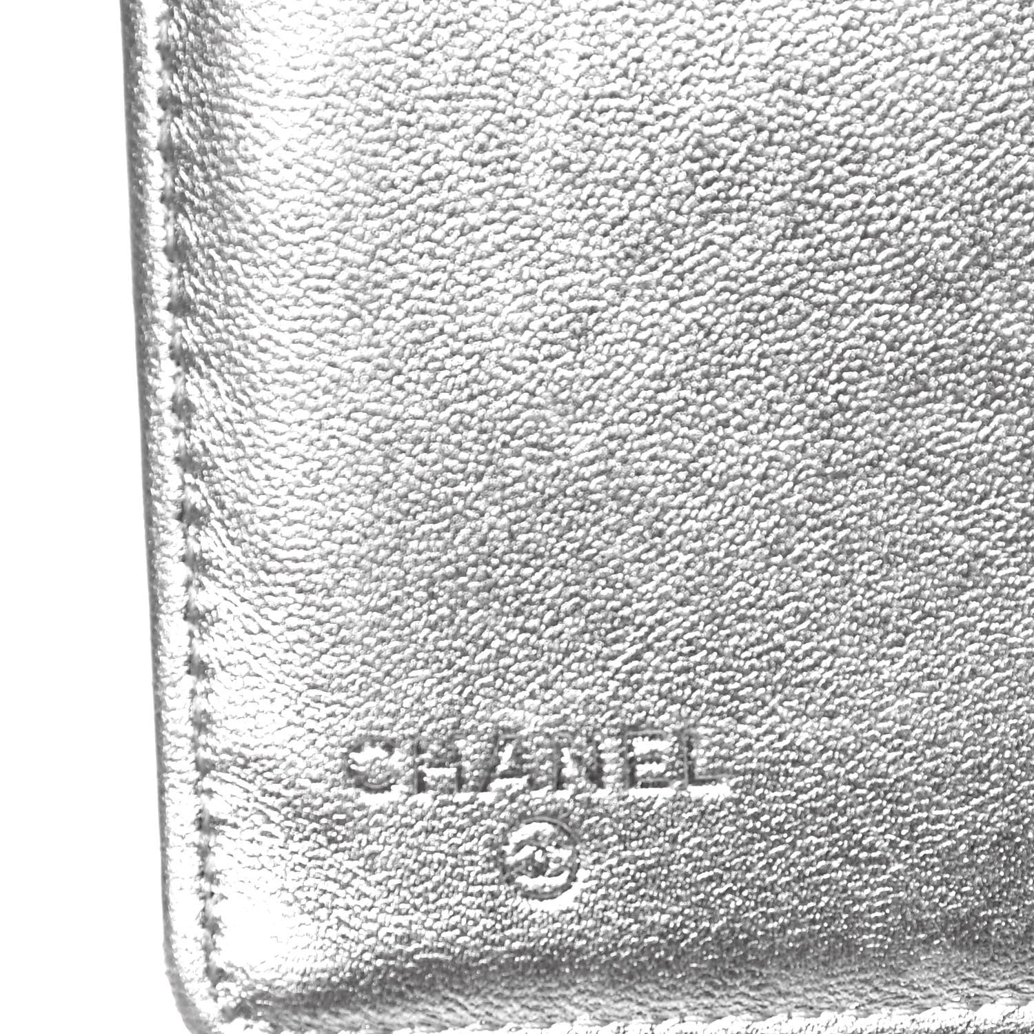 Chanel Metallic Calfskin Quilted Yen Wallet Dark Silver 9 of 12