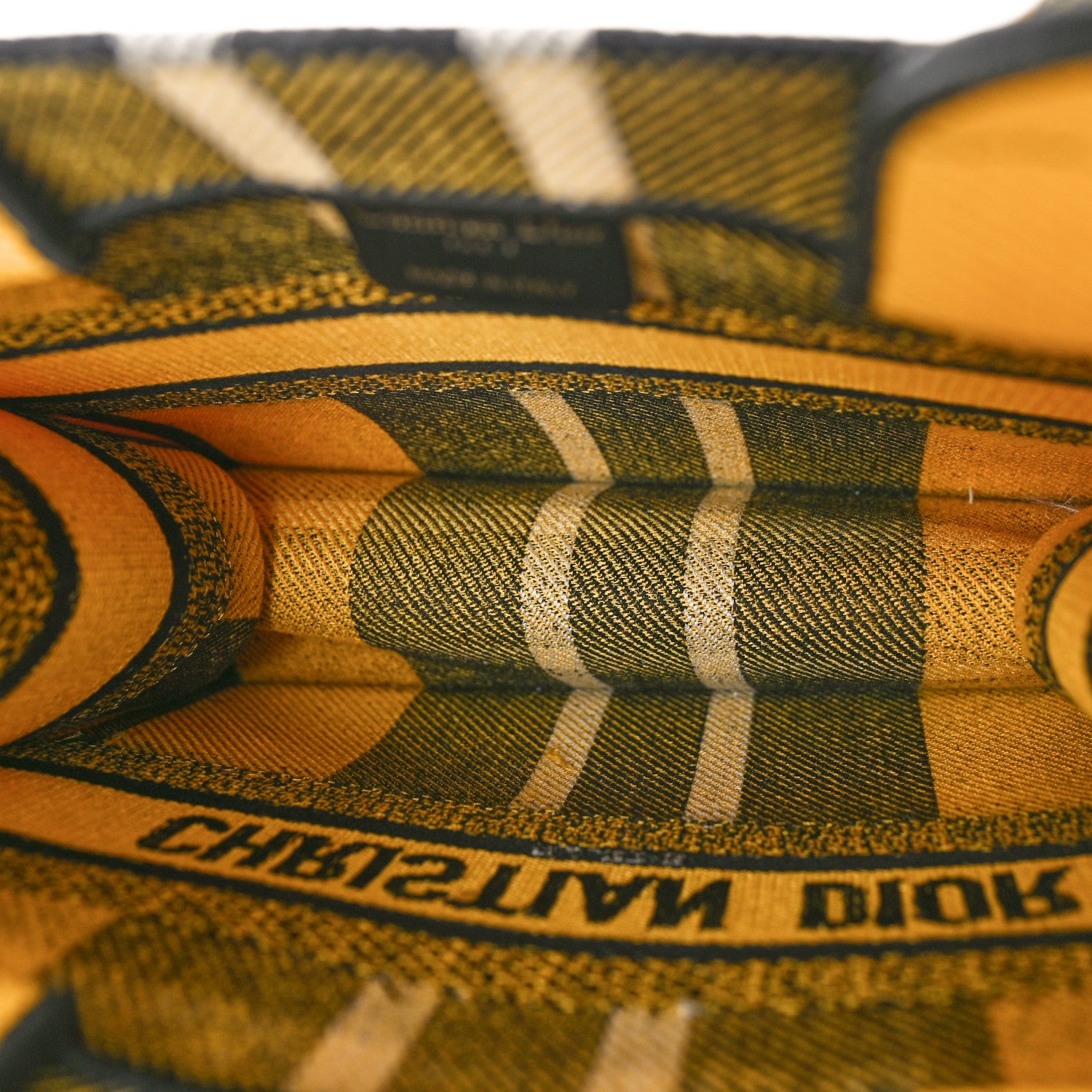 Christian Dior Canvas Embroidered Small Tartan Check Book Tote Yellow Multicolor 5 of 8