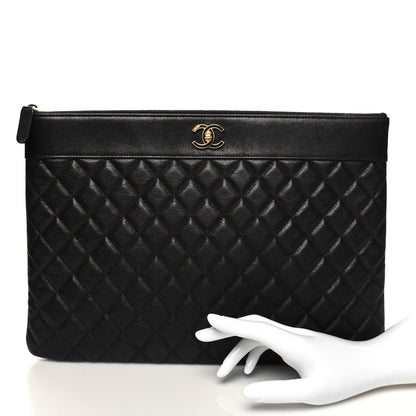 Chanel Sheepskin Quilted Large Vintage Mademoiselle Cosmetic Case Black 2 of 12