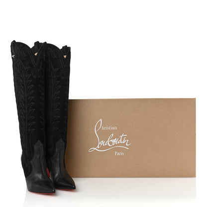 Christian Louboutin Calfskin Veau Velours Santia Botta 85 Tall Boots 39.5 Black 8 of 8