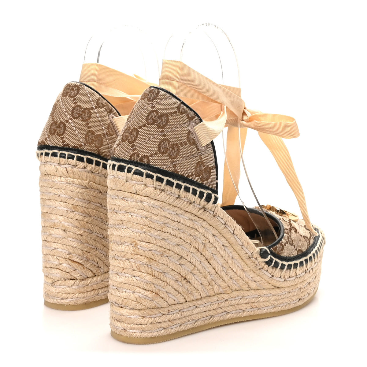 Gucci Monogram Matelasse GG Marmont Ankle Wrap Platform 35/120mm Espadrille Wedges 37.5 Beige Ebony Black Sand Storm 5 of 9