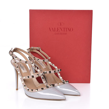 Valentino Garavani Patent Nappa Rockstud Ankle Strap 100mm Pumps 41 Pastel Grey Poudre 9 of 9
