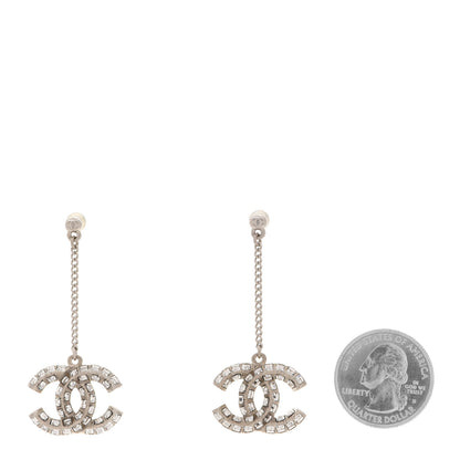 Chanel Baguette Crystal CC Drop Earrings Silver 2 of 5