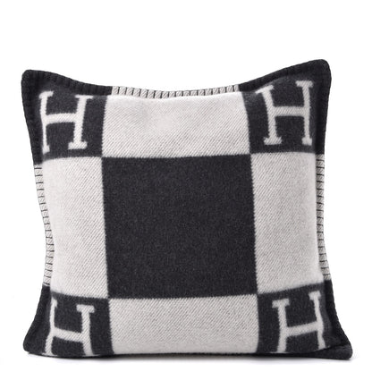 Hermes Wool Cashmere Avalon Pillow PM Ecru Gris Fonce 1 of 6