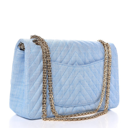 Chanel Denim Chevron Quilted 2.55 Reissue 226 Flap Light Blue 4 of 8