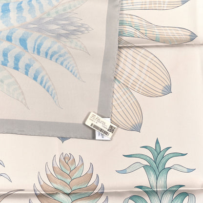 Hermes Silk Index Bromeliaceae Scarf 90 Gris Argent Bleu Vert Amande 2 of 3
