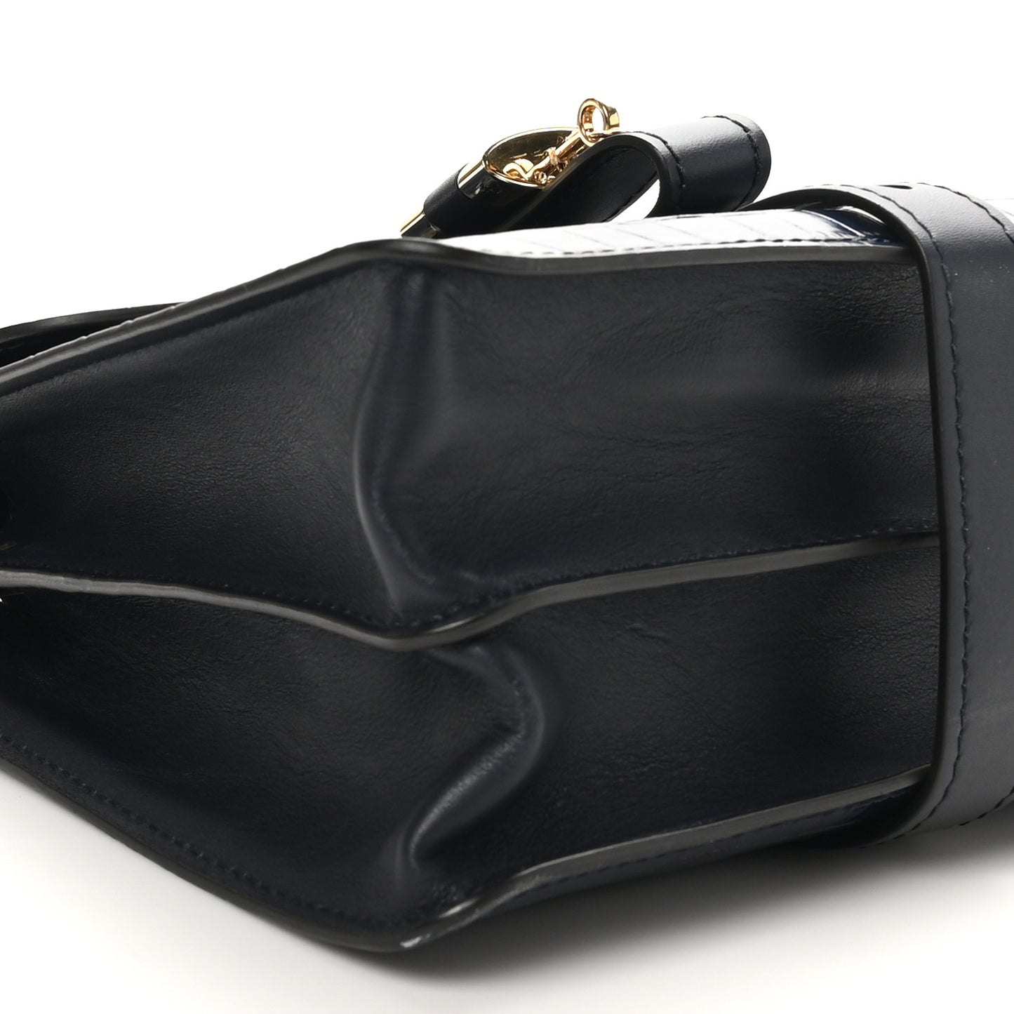 Calfskin Crocodile Embossed Medium Aby Day Shoulder Bag Full Blue