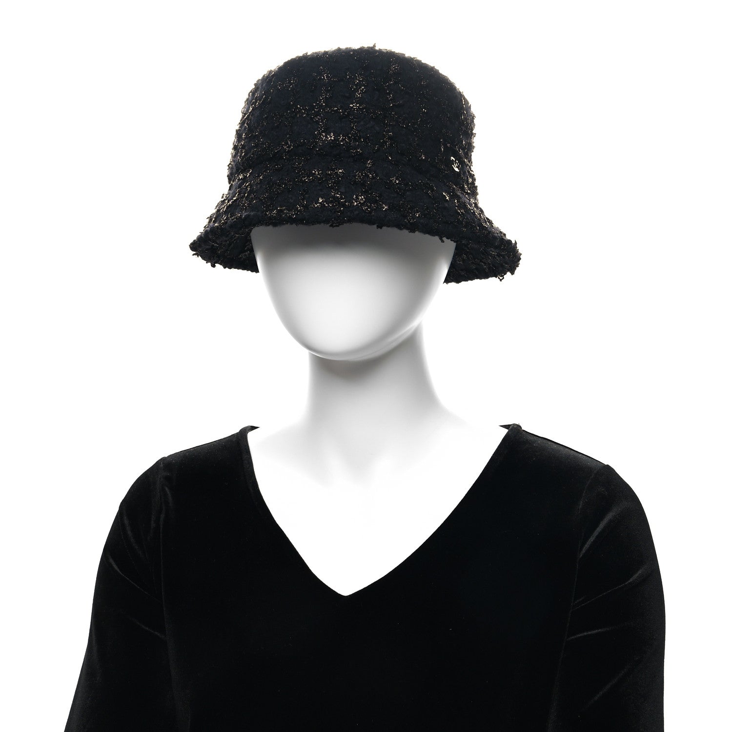 Chanel Tweed Bucket Hat L Black 2 of 8