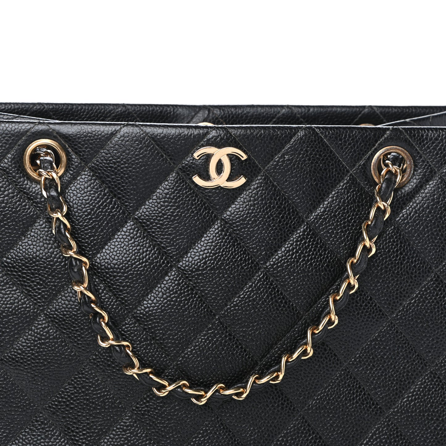Caviar Quilted Shopper Tote Black