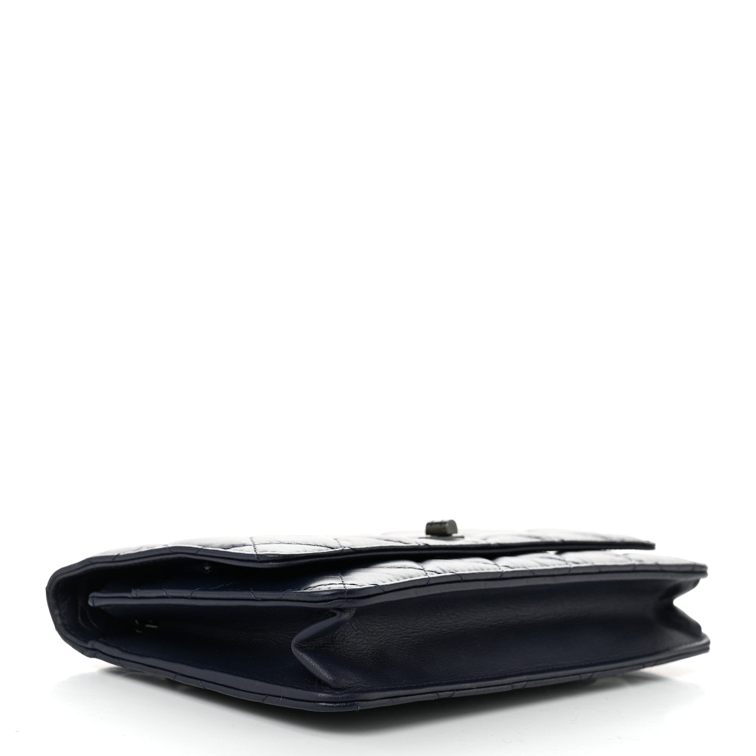 Chanel Aged Calfskin Quilted Reissue Wallet On Chain WOC Navy Blue 4 of 11