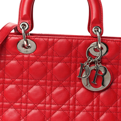 Christian Dior Lambskin Cannage Medium Lady Dior Red 8 of 10