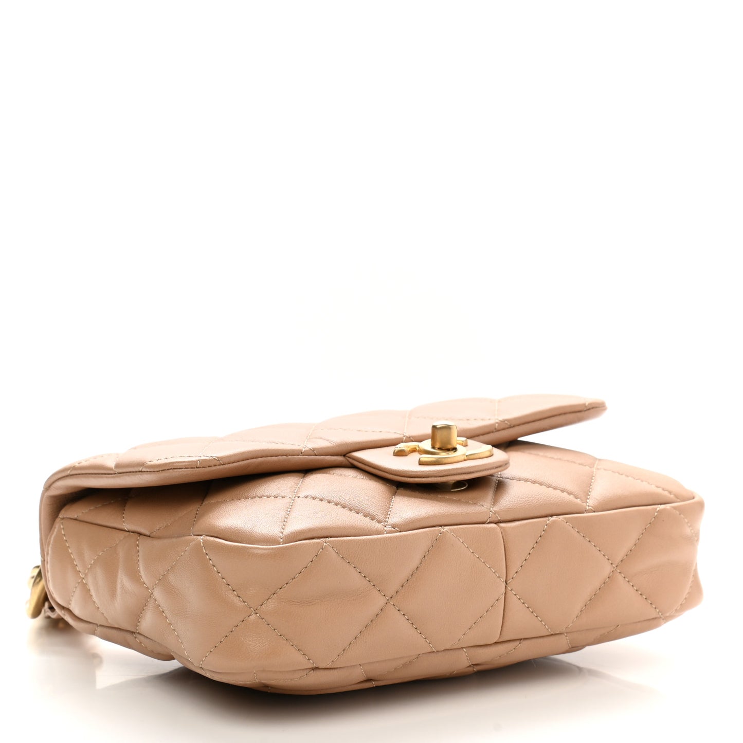 Lambskin Quilted Small CC Funky Town Flap Beige