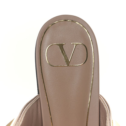 Valentino Garavani Calfskin Roman Stud Ankle Strap Flat Mules 38 Rose Cannelle 7 of 9