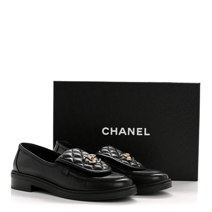 Chanel Lambskin Quilted CC Turnlock Loafers 38.5 Black 13 of 13
