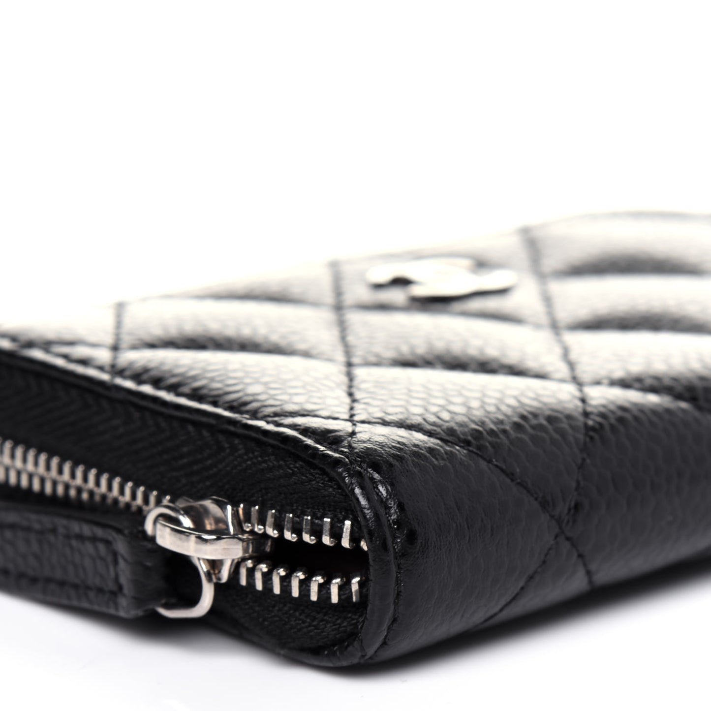 Caviar Quilted Zip Coin Purse Black