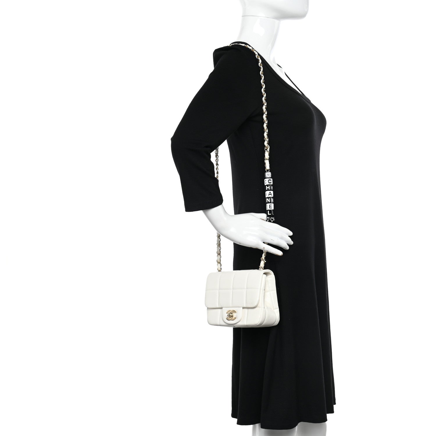 Chanel Lambskin Resin Crystal Square Quilted Monacoco Mini Square Flap White 2 of 12
