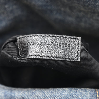 Saint Laurent Denim Quilted Medium Loulou Puffer Monogram Chain Satchel Blue Cinnamon 7 of 12