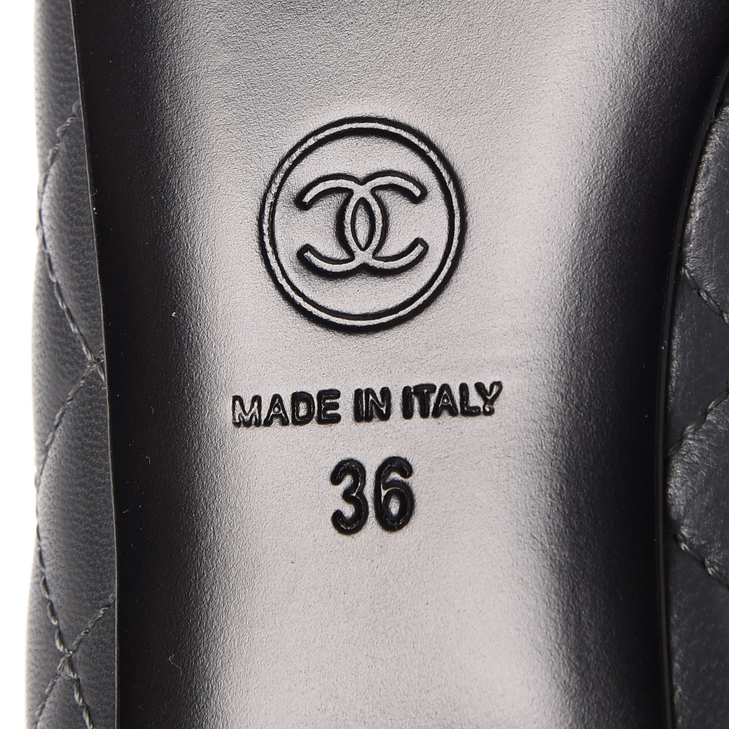Chanel Lambskin Quilted CC Cap Toe Ballerina Flats 36 Grey Black 10 of 12
