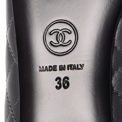 Chanel Lambskin Quilted CC Cap Toe Ballerina Flats 36 Grey Black 10 of 12