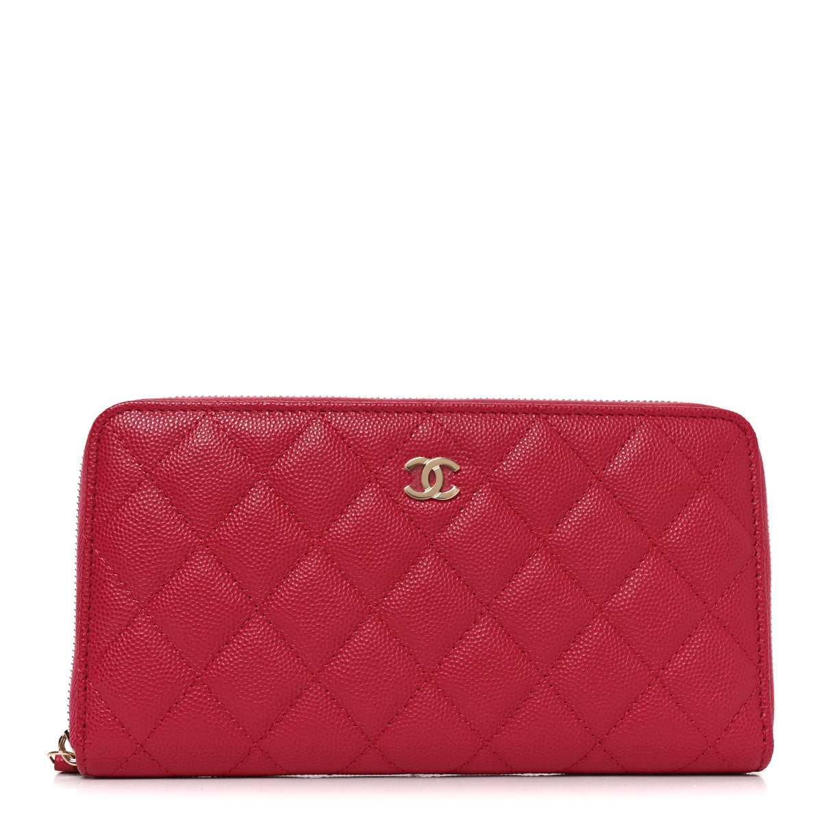 Chanel Caviar Quilted Large Gusset Zip Around Wallet Dark Pink 1 of 9