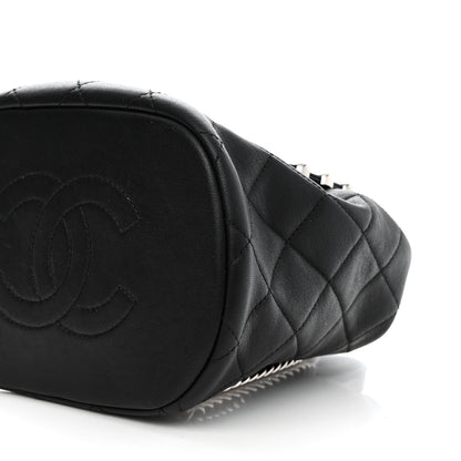 Chanel Lambskin Quilted Metallic Bubble Backpack Black 10 of 11