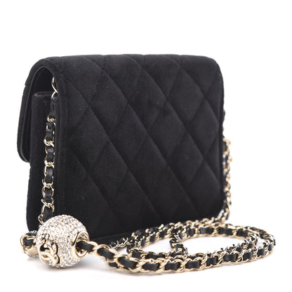 Chanel Velvet Quilted Pearl Crush Flap With Chain Black 3 of 11