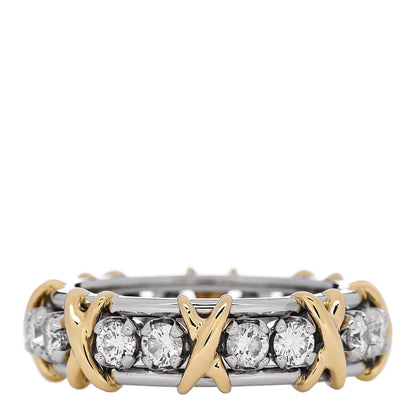 Tiffany Platinum 18K Yellow Gold Diamond Schlumberger Sixteen Stone Ring 54 7 3 of 5