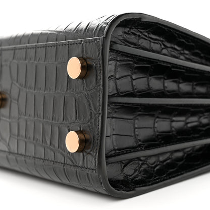Saint Laurent Calfskin Crocodile Embossed Nano Sac De Jour Black 10 of 11