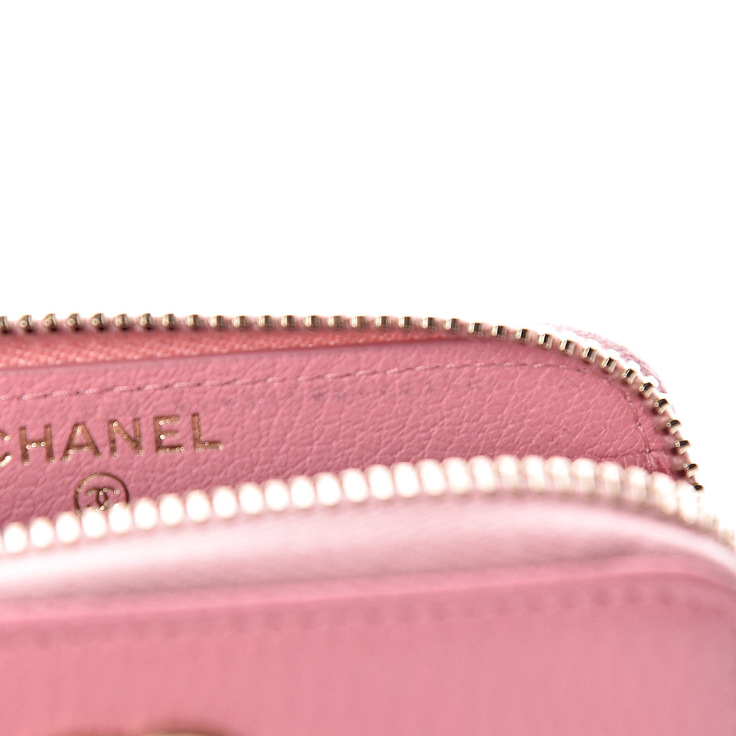 Goatskin Camellia Zip Coin Purse Pink