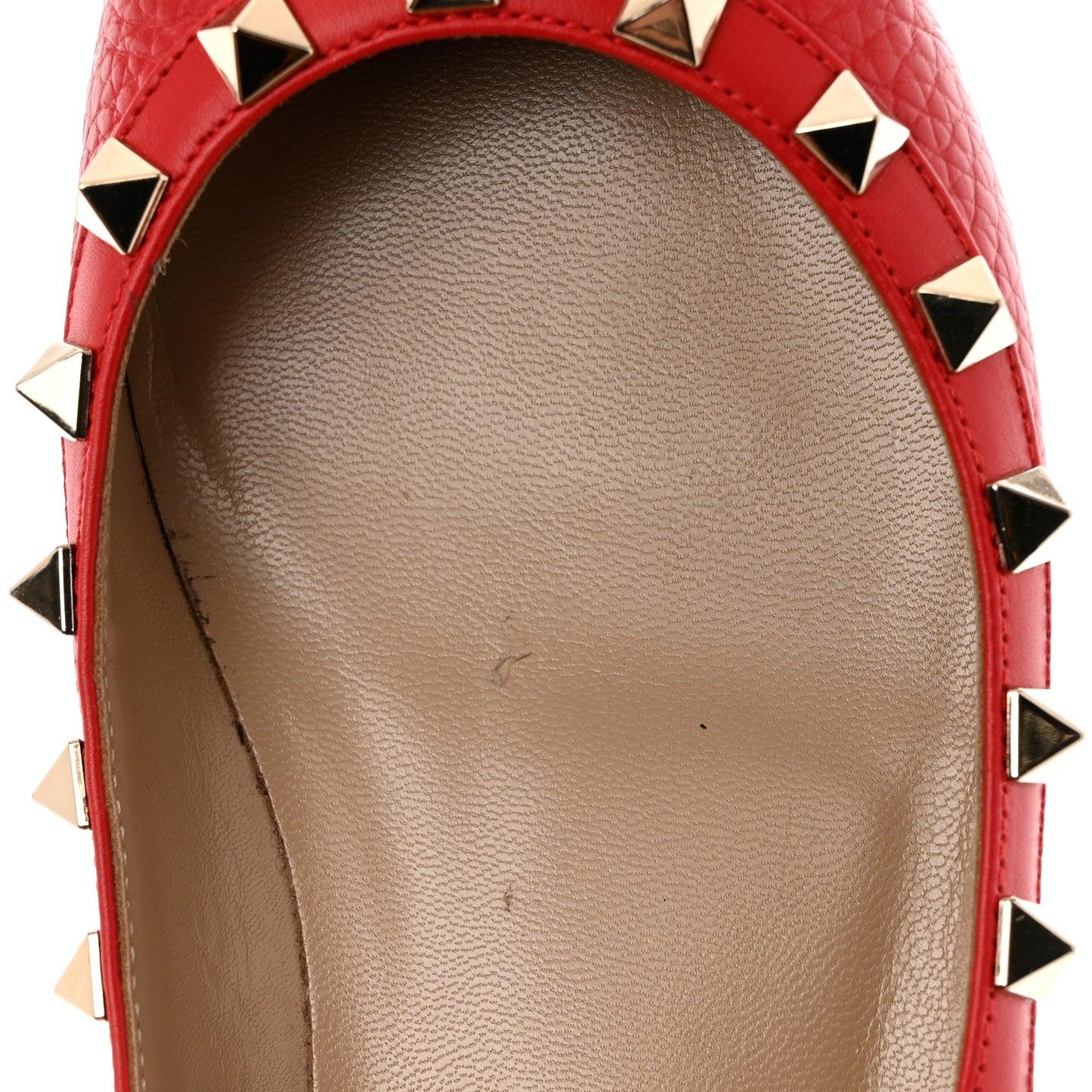 Pebbled Calfskin Rockstud Ballerina Flats 36 Rock Pink