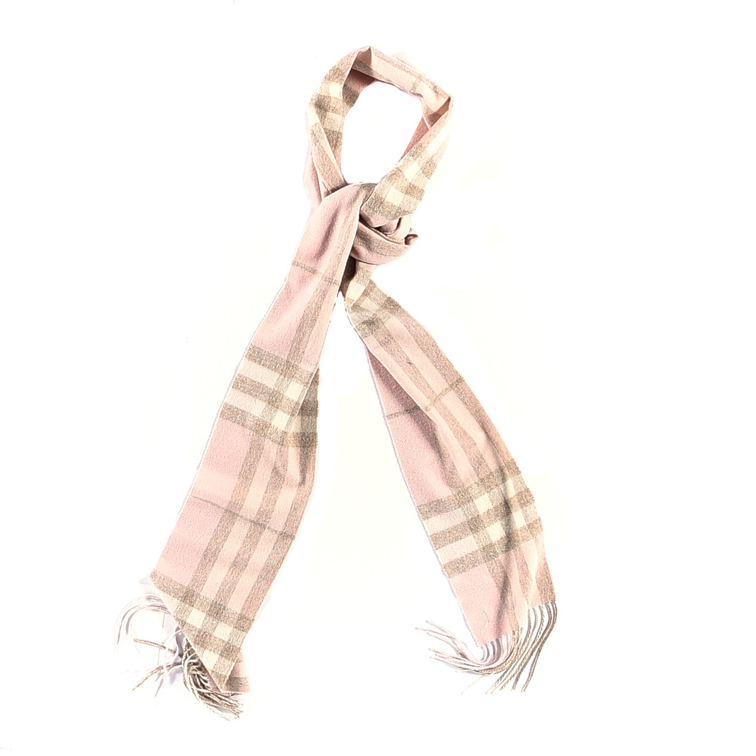 Burberry Cashmere Giant Check Fringe Scarf Pink 1 of 4
