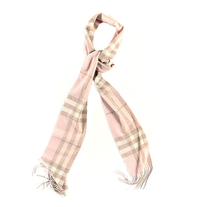 Burberry Cashmere Giant Check Fringe Scarf Pink 1 of 4