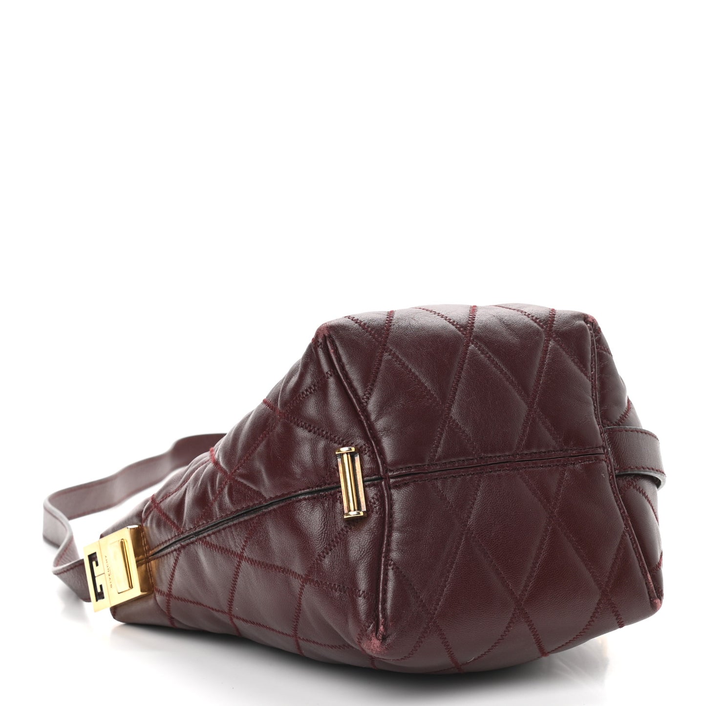 Lambskin Quilted Mini GV Bucket Bag Aubergine