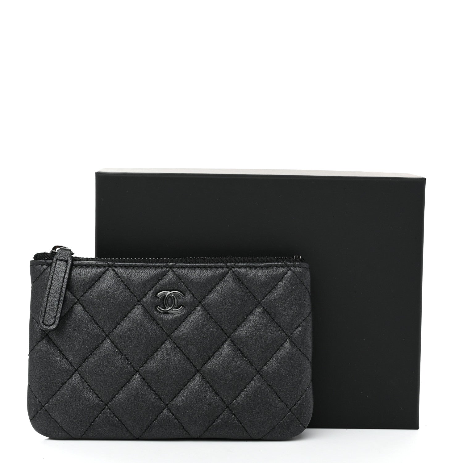 Chanel Pearly Lambskin Quilted Small Cosmetic Case So Black 8 of 8