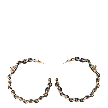Chanel Lambskin CC Turnlock Chain Hoop Earrings Matte Gold 1 of 5